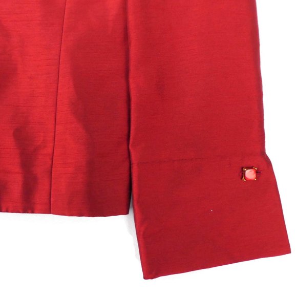 Vintage 90s Y2K Red Blazer Red Rhinestone Jewel Stone Buttons Lined Princess 6 - Picture 9 of 14